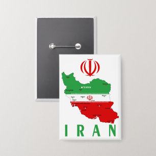 Badge Carte de l'Iran avec drapeau et emblème