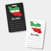 Badge Carte de l'Iran avec drapeau et emblème (Avant & arrière)