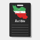 Badge Carte de l'Iran avec drapeau et emblème (Avant)