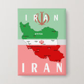 Badge Carte de l'Iran avec drapeau et emblème (Recto)