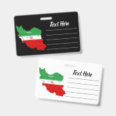 Badge Carte de l'Iran avec drapeau et emblème (Avant & arrière)