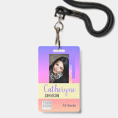 Badge Carte de modèle de code-barres de logo ombré arc-e (Avant avec lanière)