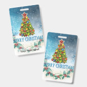 Badge Carte de Noël joyeux (Avant & arrière)