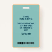 Badge Carte de nom photo de l'enseignant moderne personn (Dos)