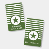 Badge Carte de passage étoile chic rayée pour les enseig (Avant & arrière)