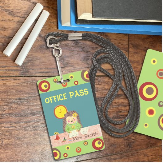 Badge Carte de passage hérisson mignonne pour le bureau