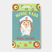 Badge Carte de passage infirmière hérisson mignonne (Avant)