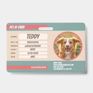 Badge Carte de portefeuille avec photo d'animal de compa