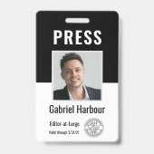 Badge Carte de presse avec photo et code-barres | Logo (Avant)