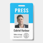 Badge Carte de presse avec photo et code-barres | Logo (Avant)