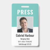 Badge Carte de presse de l'ID photo de l'employé (Avant)