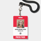 Badge CARTE DE PRESSE ÉVÉNEMENT SPÉCIAL ROUGE GRAS - Pho (Avant avec lanière)