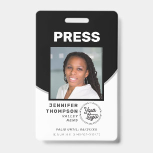 Badge Carte de presse journaliste Photo ID noir et blanc