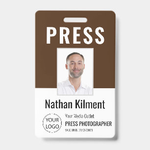 Badge Carte de presse journaliste Photo Nom Logo ID Marr