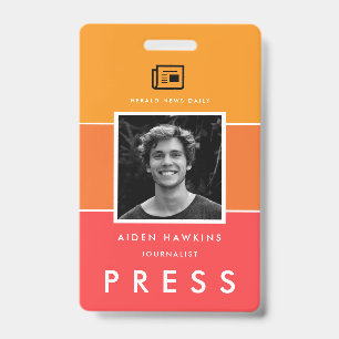 Badge Carte de presse moderne avec photo et nom
