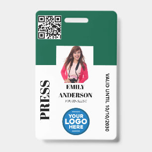 Badge Carte de presse personnalisée avec photo et logo