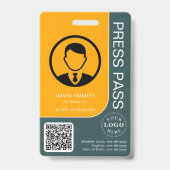 Badge Carte de presse professionnelle avec code QR et ph (Avant)