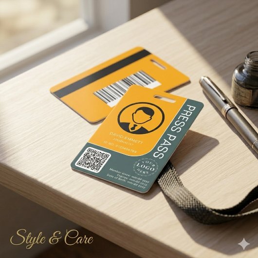 Badge Carte de presse professionnelle avec code QR et ph