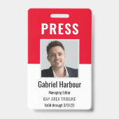 Badge Carte de presse verticale avec photo d'identité de (Avant)