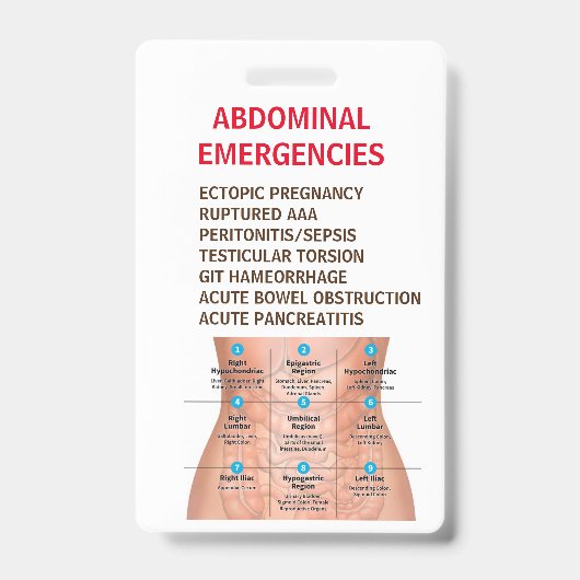 Badge CARTE DE RÉFÉRENCE DES URGENCES ABDOMINALES - Doub (Avant)