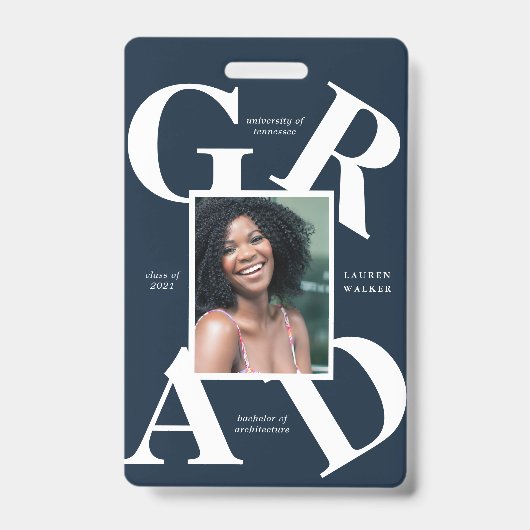 Badge carte de remise de diplôme couleurs de l'école en  (Avant)