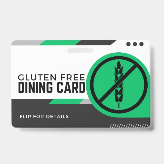 Badge Carte de sécurité du restaurant pour repas sans gl (Avant)