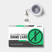 Badge Carte de sécurité du restaurant pour repas sans gl (Avant avec rétractable)