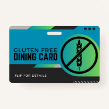 Carte de sécurité du restaurant pour repas sans gl