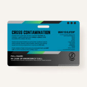 Badge Carte de sécurité du restaurant pour repas sans gl (Dos)