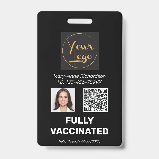 Badge Carte de vaccination avec code QR pour photo d'ide (Avant)