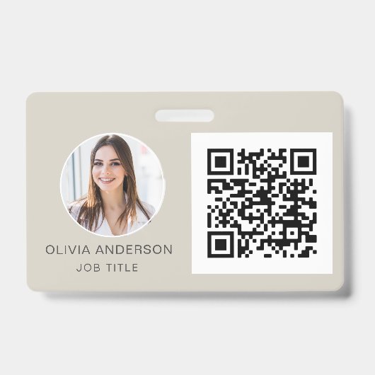 Badge Carte de visite photo QR Code Terracotta (Avant)