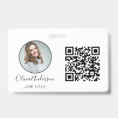 Badge Carte de visite professionnelle avec code QR blanc (Avant)