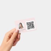Badge Carte de visite rose blush avec code QR (Manuel / portable)
