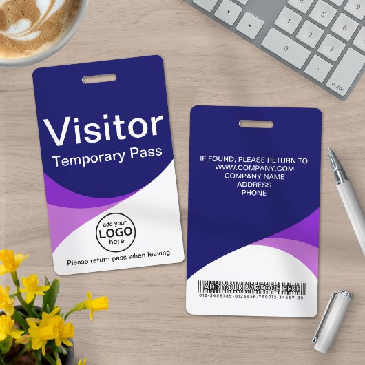 Badge Carte de visiteur d'entreprise code-barres ID bleu