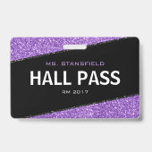 Badge Carte d'école de Parties scintillant noire et viol (Avant)