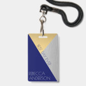 Badge Carte d'emplacement pour Mariage bleu marine VIP C (Front with Lanyard)