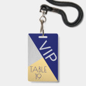 Badge Carte d'emplacement pour Mariage bleu marine VIP C (Back with Lanyard)