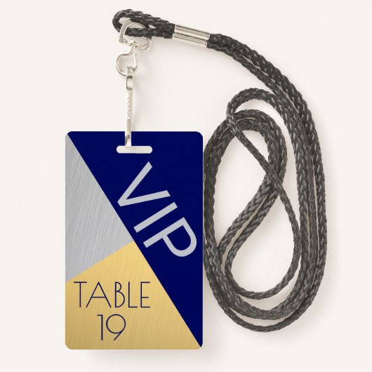 Badge Carte d'emplacement pour Mariage bleu marine VIP C (Derrière avec lanière)