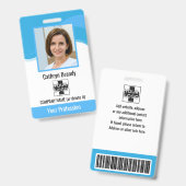 Badge Carte d'employé personnalisée bleue, Photo, Code-b (Avant & arrière)