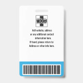 Badge Carte d'employé personnalisée bleue, Photo, Code-b (Arrière)
