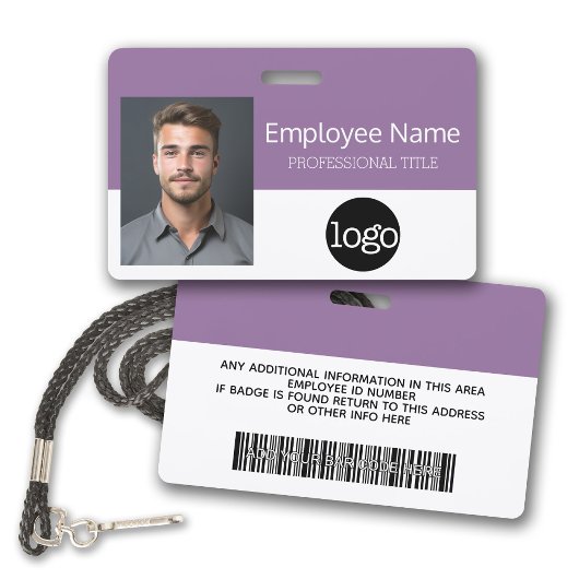 Badge Carte d'employé personnalisée - Photo, code-barres