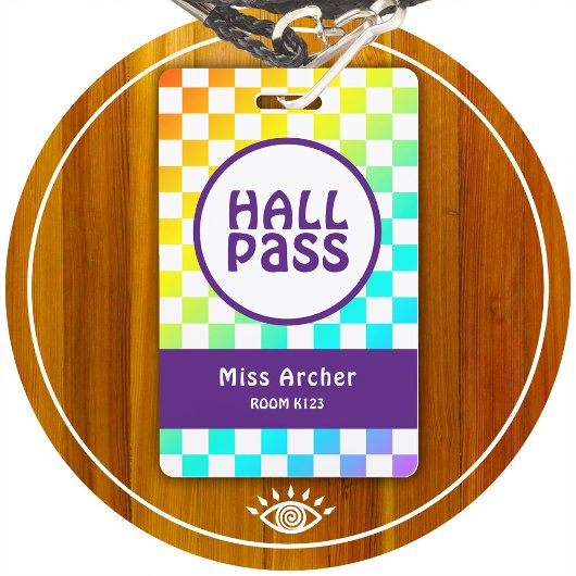 Badge Carte d'enseignant personnalisée Hall Pass Salle d