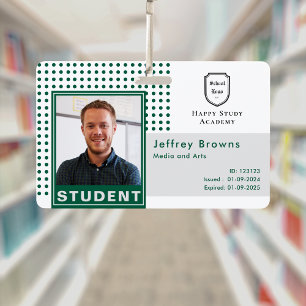 Badge Carte d'étudiant moderne Photo Dark Green Universi