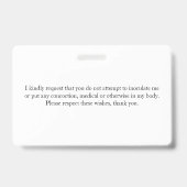 Badge Carte d'exemption de vaccin (Dos)