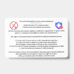 Badge Carte d'exemption de vaccin