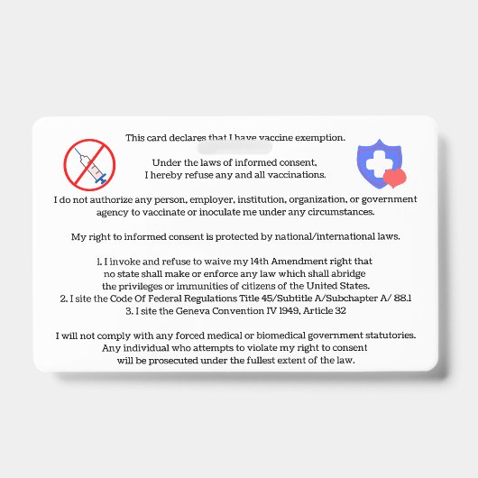 Badge Carte d'exemption de vaccin (Face)