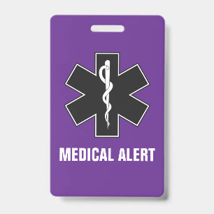 Badge Carte d'ID d'alerte médicale personnalisée et de c