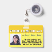 Badge Carte d'identification de dispense religieuse de v (Avant avec rétractable)