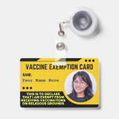 Badge Carte d'identification de dispense religieuse de v (Avant avec rétractable)