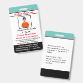 Badge Carte d'identification de l'ID d'alerte Médicale p (Avant & arrière)